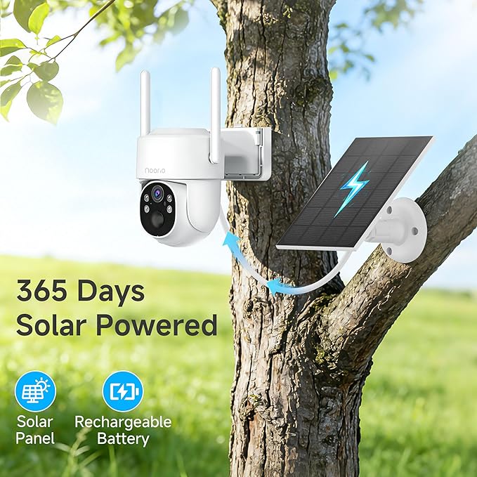 Noorio Solar Security Cameras Wireless Outdoor, 5G & 2.4G WiFi Cameras for Home Security, 1080P Battery Powered Outdoor Camera, Expandable Local Storage, AI Human Detection, Color Night Vision, SD200