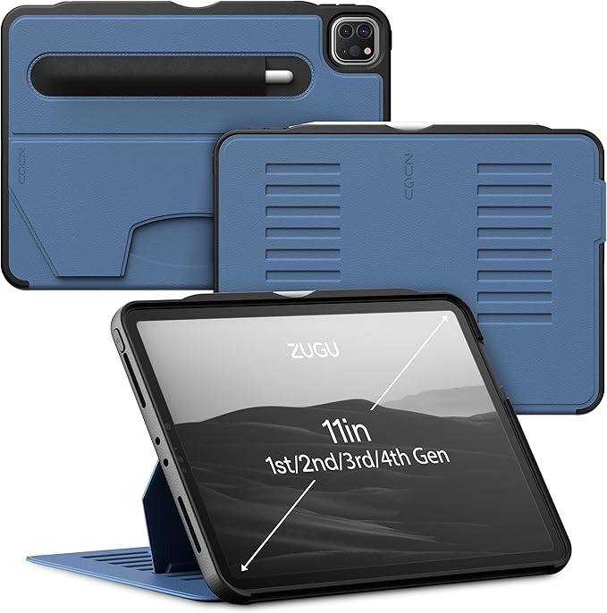 ZUGU Case iPad Pro 11 Inch Case, 1st/2nd/3rd/4th Generation 2018/2020/2021/2022, Slim Protective Cover, Wireless Apple Pencil Charging, Convenient Magnetic Stand. Sleep/Wake Cover, Slate Blue