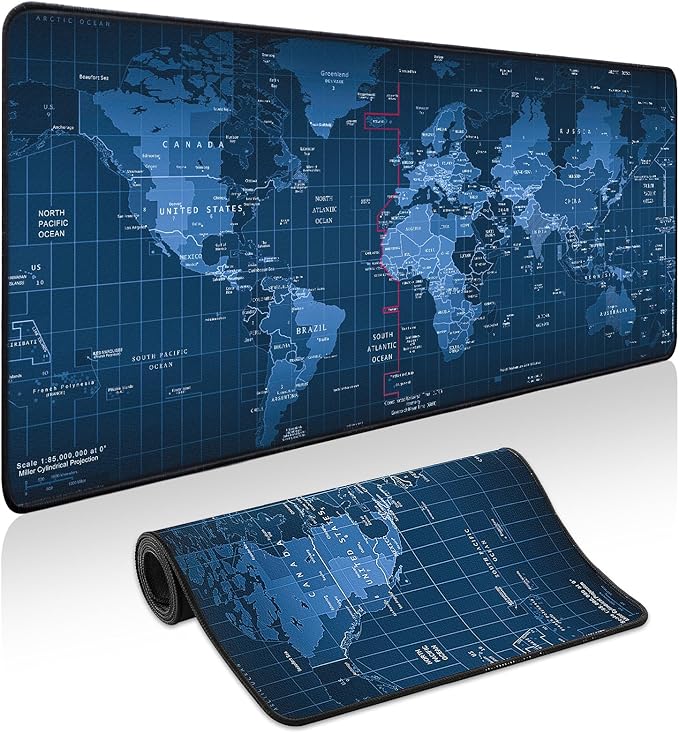 Mouse Pad Gaming - Desk Mat for Keyboard and Mouse - World Map Large Mouse Pads for Desk, Gaming Mousepad with Non-Slip Base, Desks Pad (31.5" X 11.8") for Game, Office and Home (Map)