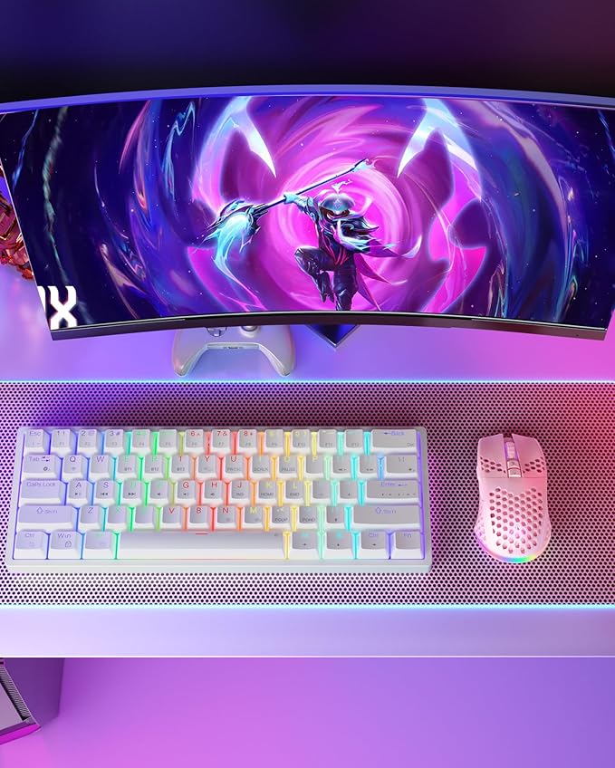 SOLAKAKA SM600 Pink Wireless Gaming Mouse with Honeycomb Shell, Side Buttons,Tri-Modes(BT5.1+BT5.1+2.4GHz) Lightweight RGB Wireless Mouse for PC/Tablet/Desktop/Office/Games