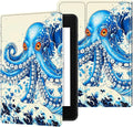 for Case for 6" Kindle 10th Generation 2019 Release (Model No J9G29R) E-Reader Case, Slim Kickstand Stand Leather Smart Cover with Auto Wake/Sleep, Blue Octopus