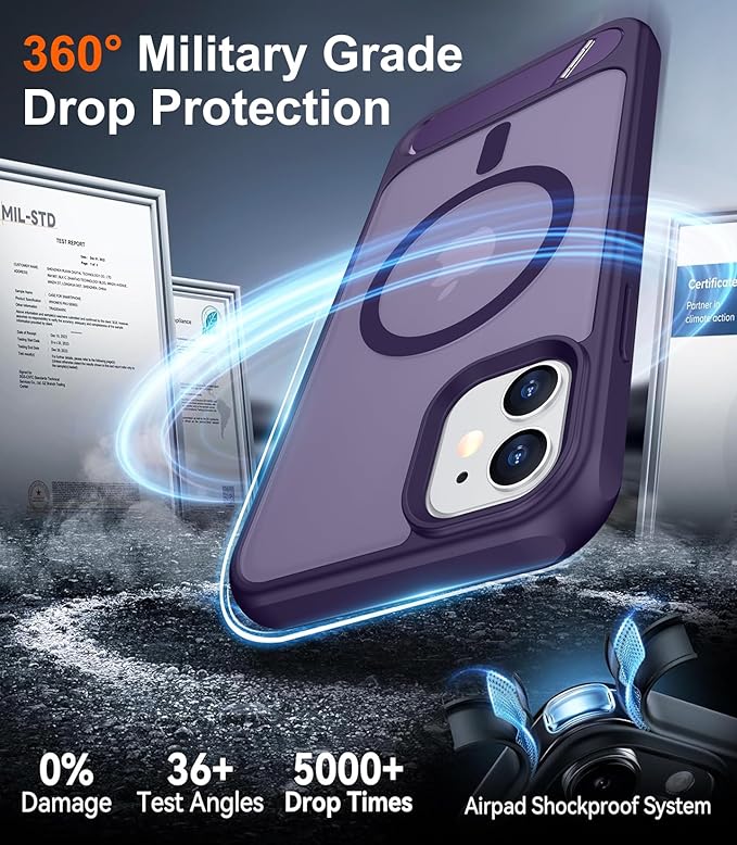 Magnetic Compatible with iPhone 11 Phone Case, [Built-in Invisible Kickstand][Compatible with MagSafe] [Military Grade Shockproof] Slim Translucent Matte Phone Case for iPhone 11 6.1"