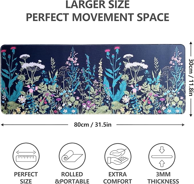 Gaming Mouse Pad XL XXL with World Map(31.5 x 11.8in), Desk Mat&Large Mouse Pad Keyboard Mat 3MM Anti Slip and Waterproof Rubber Mouse Pad(Dandelion)