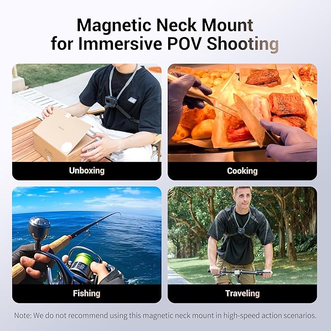 JJC Neck Mount for Action Camera, POV Neck Holder for Gopro 13/12/11, DJI OSMO Action 5 Pro/4, Insta360 X5/X4/Ace Pro, AKASO, Quick Release & Angles Adjustment for Content Creating Video Filming