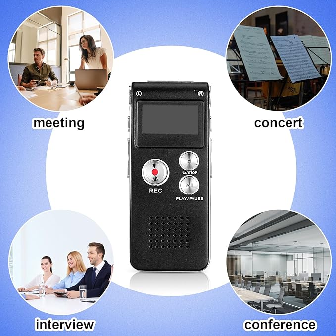 Tellegloww Ghost Hunting Equipment Paranormal Equipment for Ghost Hunting Digital EVP Voice Activated Recorder Rechargeable Recorder Device with Microphone, 8GB(Black)