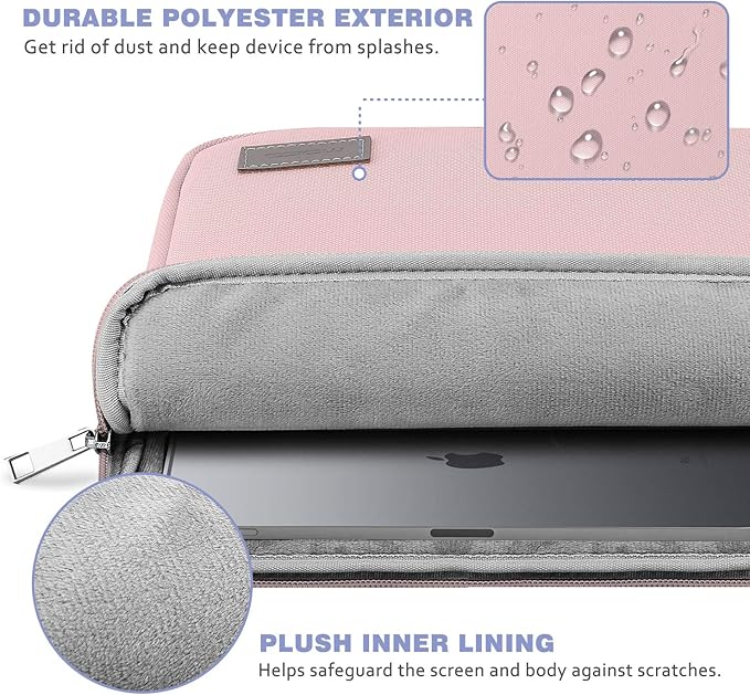MoKo 9-11 Inch Tablet Sleeve Bag Carrying Case Fits New 11 inch iPad Air M3, iPad A16 2025, iPad Pro 11 M4/Air M2, iPad Air 5/4/3th, iPad 10/9/8/7th, Pink