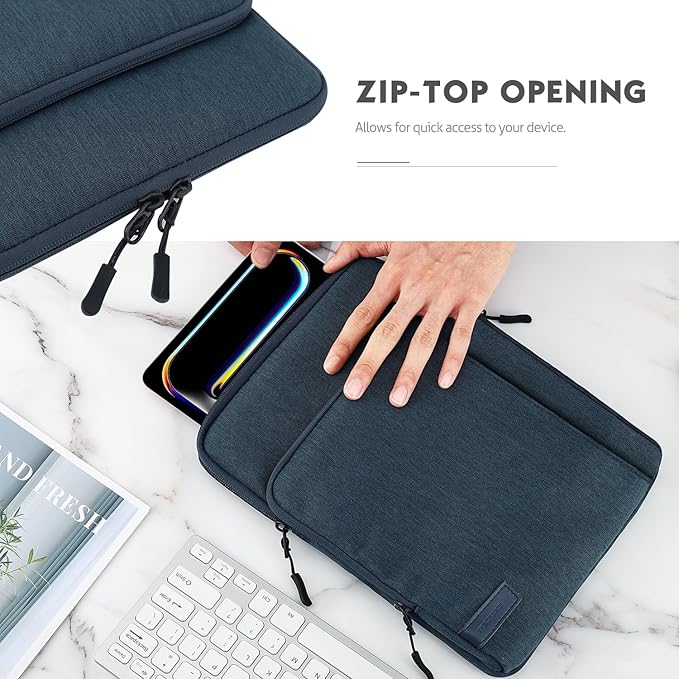 MoKo 10-13 Inch Tablet Sleeve Bag Carrying Case with Pockets Fits New 13-inch iPad Air M4 2026 & Pro M5,Pro 12.9/11,iPad 10th/Air 5/4th 10.9,i-Pad 7/8/9th 10.2, Galaxy Tab S8+/S9+ 12.4, Indigo
