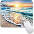 Square Mouse Pad Beach Sunset, Personalized Premium-Textured Custom Mouse Mat Design, Washable Mousepad Cloth, Non-Slip Rubber Base Computer Mouse Pads for Wireless Mouse