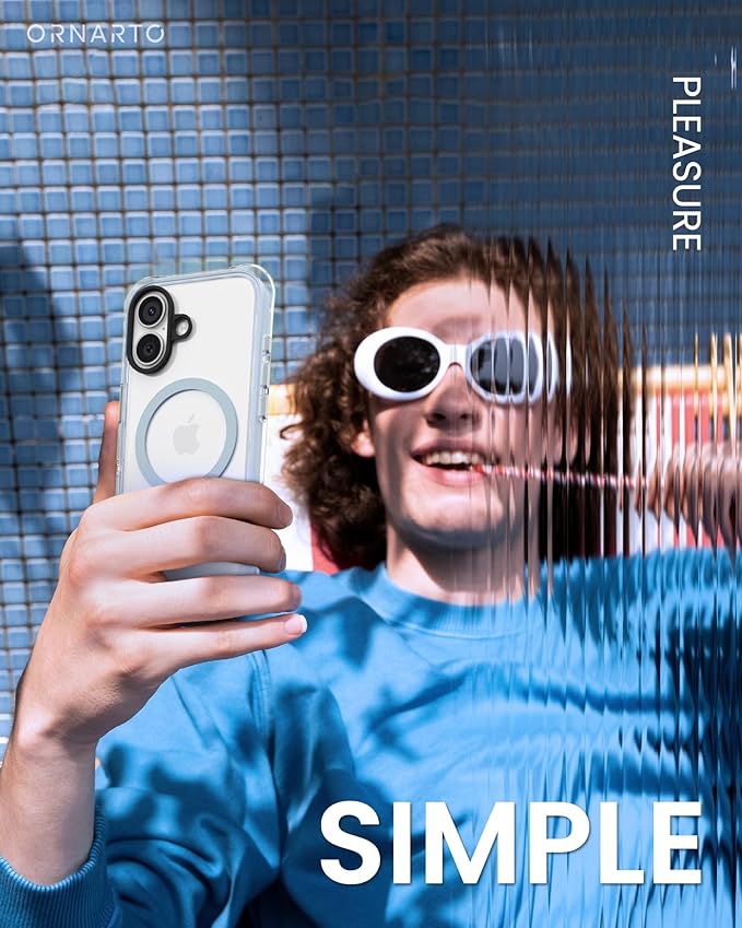 ORNARTO Air Case for iPhone 17 Clear | Military-Grade Drop Protection | Camera Control Button | Compatible with MagSafe | Built-in Air Phone Cover - Light Blue