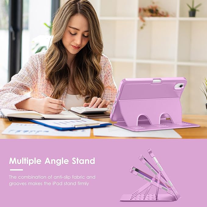 VIKESI Case for iPad mini 7 (A17 Pro) and iPad mini 6,Multiple Angles Magnetic Stand Cover,Shockproof Soft Back,Pencil Holder,and Auto Sleep/Wake,Purple