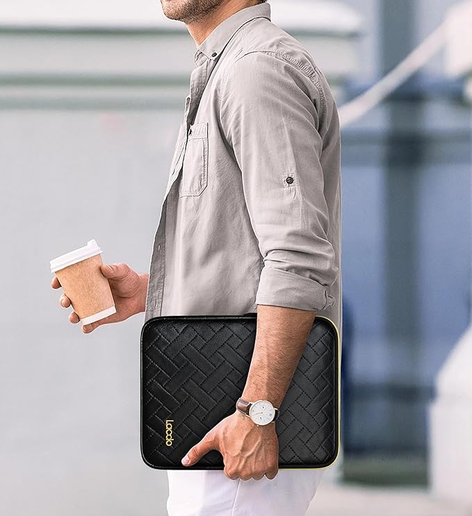 Lacdo Tablet Sleeve Case for 13 inch New iPad Air M4 M3 M2 2026-2024, 13" iPad Pro M5 M4 2025-2024, 12.9 inch iPad Pro 6 5 4 3 with Magic Keyboard and Smart Keyboard Folio Protective Bag,Elegant Black