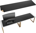 Chihein 71” x 20” Cork & PU Leather Desk Mat (Black) - Huge Mouse Pad, Double Sided Waterproof Desk Pad Protector for Gaming, Office, Home