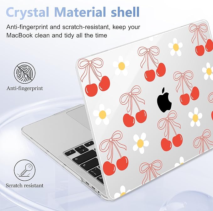 May Chen for MacBook Pro 16 inch A2141 2020 2019 Release, Screen Protector & Keyboard Cover Plastic Soft-Touch Case for MacBook Pro 16-inch with Touch Bar & Touch ID - Red Cherry Bow