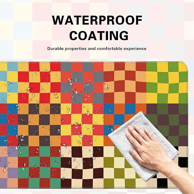 Desk Cover Mat, Extended Cute XXL Large Mouse Pad, Computer Laptop Mat Desk Decor for Office Game Home 31.5 X 15.7 Inch (Retro Checkered)
