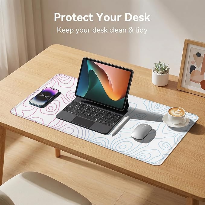 Rcege Large Mouse Pad for Desk - Gaming Mouse Pad with Stitched Edges, Anti-Slip Base for Keyboard and Mouse(Dazzle White,23.6x11.8 inch)