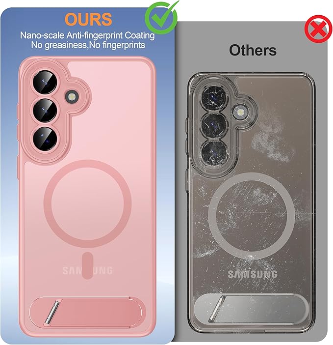 Magnetic for Samsung Galaxy S26+ Plus Case, [Compatible with MagSafe][Full Camera Protection][Built-in Invisible Kickstand] Translucent Matte Phone Case for S26 Plus 6.7" - Pink