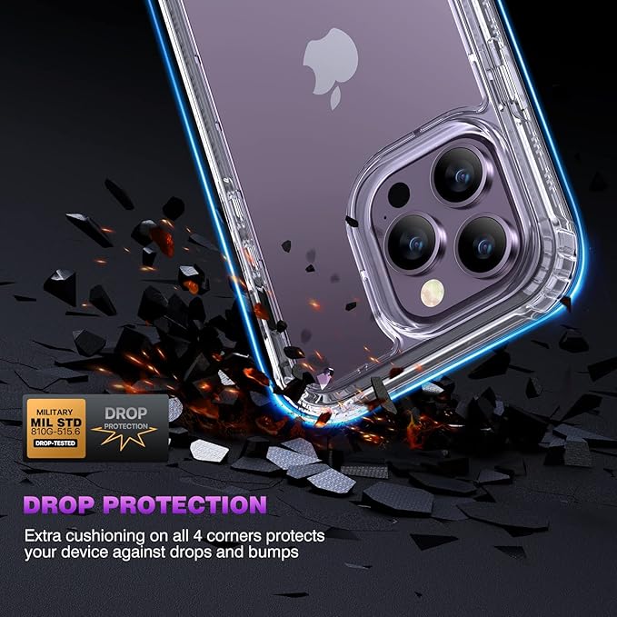 Diaclara Designed for iPhone 14 Pro Max Case, Full Body Rugged Case with Built-in Touch Sensitive Anti-Scratch Screen Protector, with Camera Lens Protector for iPhone 14 Pro Max 6.7" (Clear)