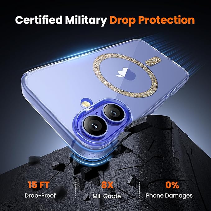 toushion 3 in 1 for iPhone 16 Plus Case Clear Colored Mag-Ring | with MagSafe,Screen Protector *1 & Camera Lens Protector*1, Military-Grade Protection