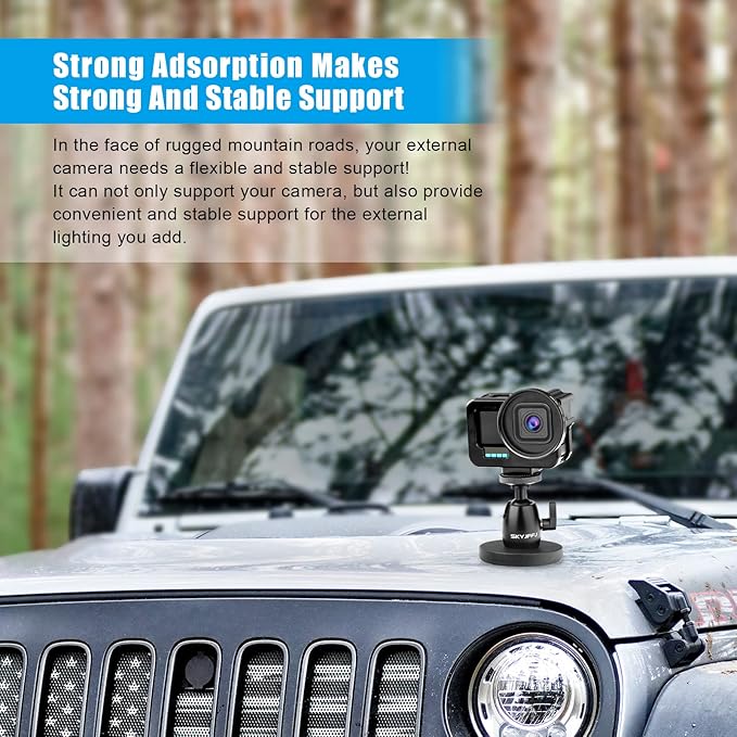 Action Camera Magnetic Mount for Gopro Hero 13 12 11 10 9 8 DJI Osmo Insta360 AKASO and Other Action Camera Aluminum 360° Rotation Magnetic Camera Mount with 1/4’’-20 Thread Stud