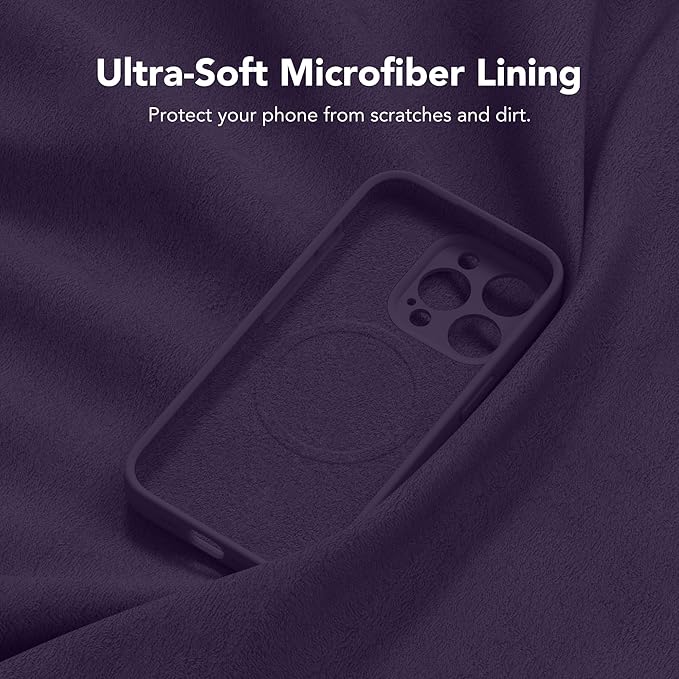 Magnetic for iPhone 15 Pro Max Case, Compatible with MagSafe, [Full Camera Protection][Screen Protector] Silicone Shockproof Protective Phone Case for iPhone 15 Pro Max 6.7", Deep Purple