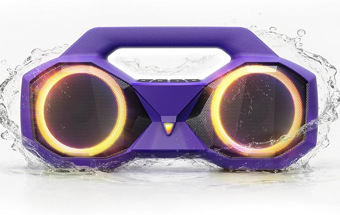 OZJ Bluetooth Speaker 80W(Peak) Loud with Bass, 20H Playtime, IPX7 Waterproof, RGB Lights, TWS, Large Portable Wireless Speakers for Outdoor, Home, Party, Pool, Beach, Tailgating, Gym, Work (Purple)