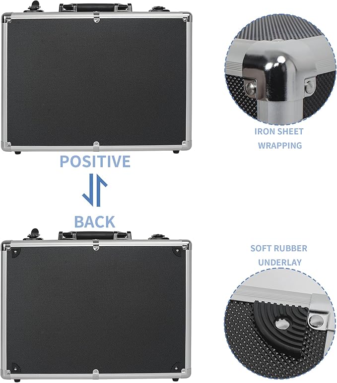 17 Inch Hard Shell Carrying Case Ideal for Wireless Mic System Storage & Camera Gear Transportation, Customizable Pre-Diced Foam, Aluminum Alloy Sturdy Build, Black