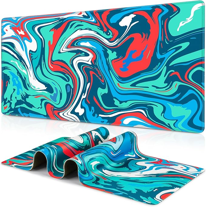 Canjoy Gaming Mouse Pad, Fluid Pattern Mouse Pad 35.4x15.7inch Large Extended Computer Mouse Mat Keyboard Full Desk Mousepad for Gaming, Office, Home