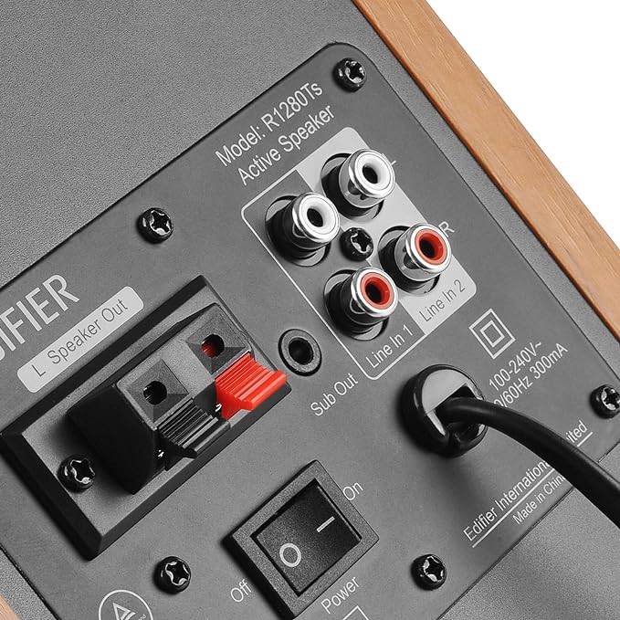 Edifier R1280Ts Powered Bookshelf Speakers - 2.0 Stereo Active Near Field Monitors - Studio Monitor Speaker - 42 Watts RMS with Subwoofer Line Out - Wooden Enclosure