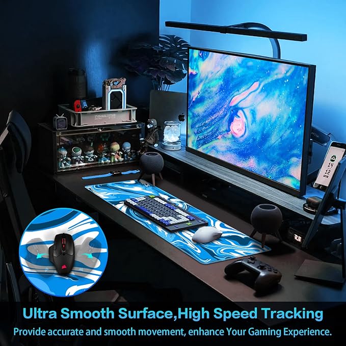 Canjoy Gaming Mouse Pad, Fluid Pattern Mouse Pad 31.5x11.8inch Large Extended Computer Mouse Mat Keyboard Full Desk Mousepad for Gaming, Office, Home