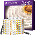 HitLights White LED Strip Lights 4000K,16.4ft High Density 12V Tape Light, UL Listed, 600 LEDs, CRI>90, 300Lm/ft, Flexible Dimmable Rope Lights for Bedroom, Kitchen, Cabinet(Power Source Not Included)