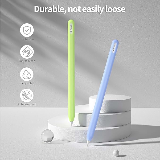 Hi Color Silicone Pencil Cover for Apple Pencil 2nd/Apple Pencil Pro Cover Case Sleeve Ipad Pencil Protective Cover(Glow Green+Glow Blue)