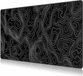 JIALONG Black Topographic Large Gaming Mouse Pad, XXL Mousepad, Big Mouse Mat Desk Pad for Keyboard and Mouse, Gaming Computer Laptop PC Desk Office Accessories