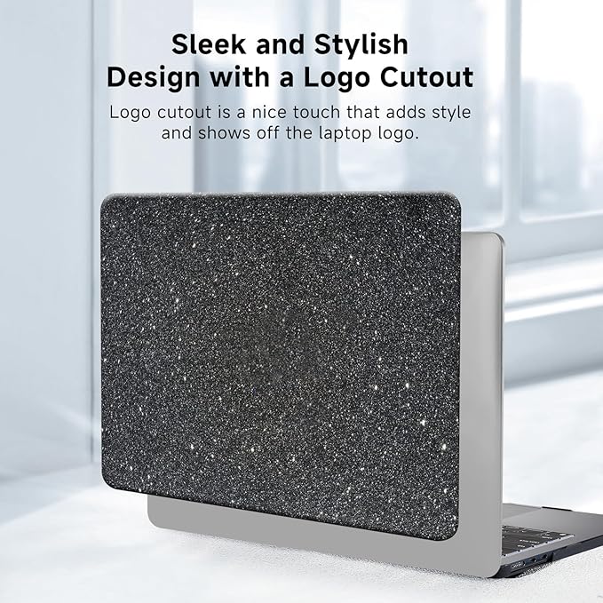 Funut for MacBook Pro 13 inch Case 2025 2024 2023-2016 A2338 M2 M1 A2251 A2289 A2159 A1989 A1708 A1706, Glitter Leather Hard Shell Cover with Keyboard Cover for MacBook Pro 13 Touch Bar, Shiny Gray
