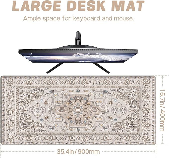 Baziabbo Desk Mat,XXL Extended Large Mouse Pad,Gaming Mousepad with Stitched Edge,Non-Slip Rubber Base Keyboard Desk Pad for Home Office Study Game