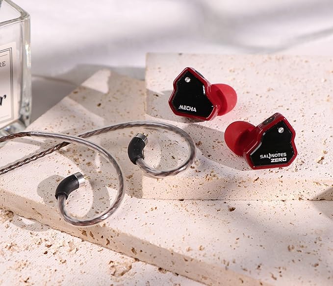 Linsoul 7Hz Salnotes Zero HiFi 10mm Dynamic Driver in-Ear Earphone IEM with Metal Composite Diaphragm Stainless Steel Faceplate Detachable 2Pin OFC Cable (Red, with Mic, Type C)