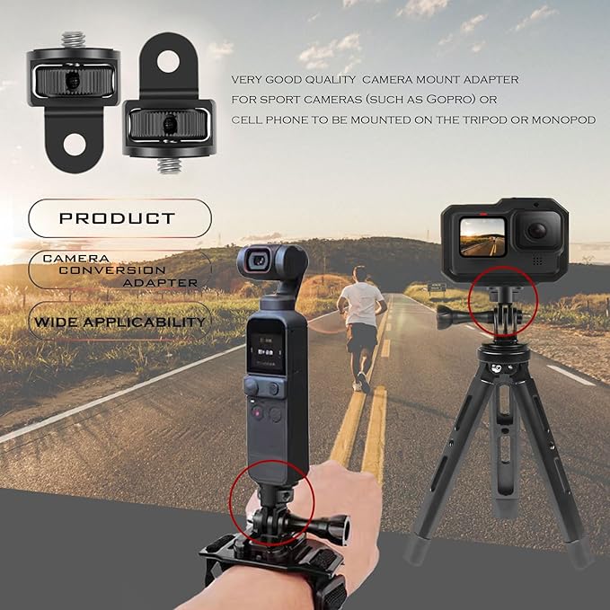 Aluminum Alloy Tripod Adapter,2pcs ¼-20 Conversion for Tripod Mount Adapter,Compatible with GoPro Action Camera / Insta360 / DJI OSMO/Series Action Camera and Other Standard 1/4 inch Accessories