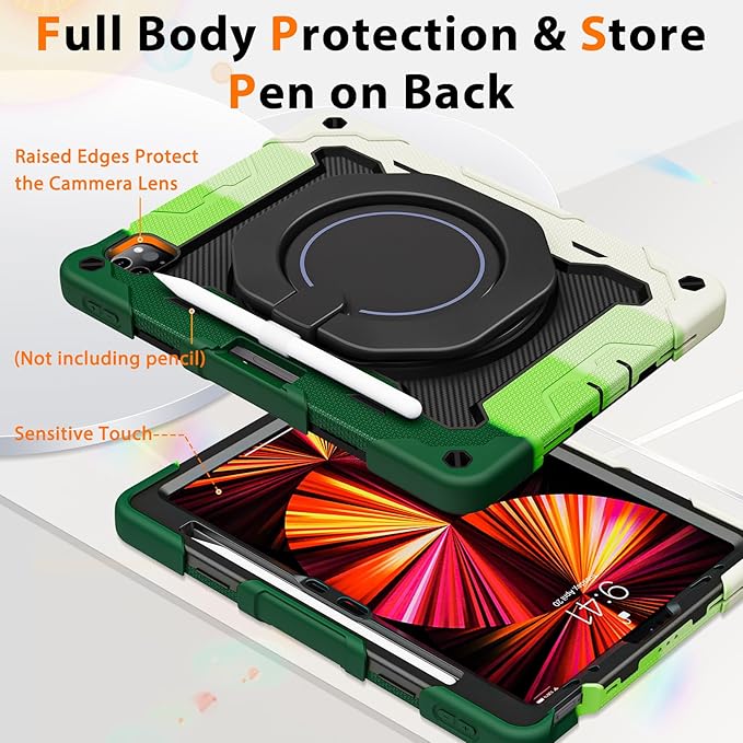 ROISKIN for iPad Air 11 inch M4/M3/M2 Case, iPad Pro 11 inch 4th/3rd/2nd/1st Generation,iPad Air 5th/4th 10.9 inch Case,Heavy Duty Shockproof with 360 Stand Handle Shoulder Strap Pen Holder for Kids