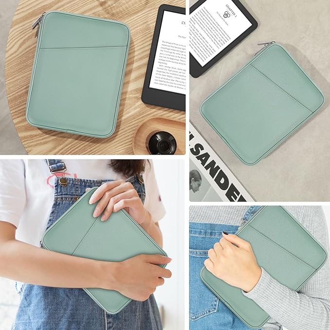 MoKo 6-7" eReader Sleeve Bag for 7" ereader Colorsoft Signature Edition, All-New 6" ereader 11th Gen 2022/10th Gen 2019/8th Gen 2016, 6.8" ereader Paperwhite 11th/10th Gen 2021/2018, Bodhi Green