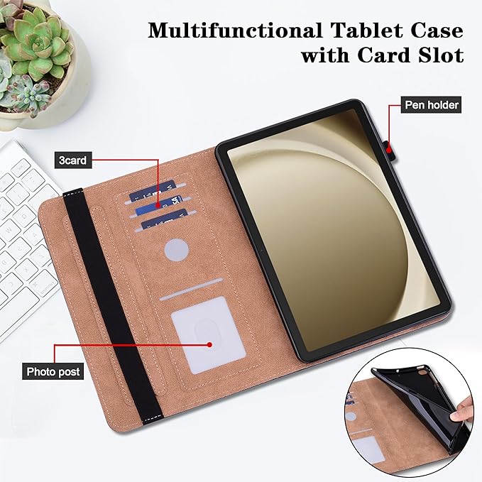 Case for iPad 6th / 5th Generation (2018 2017 Model, 9.7 Inch), iPad Air 2 (9.7 Inch) with Pen Holder & Card Slots, Premium PU Leather Flip Folio Kickstand Case - Silver Flower