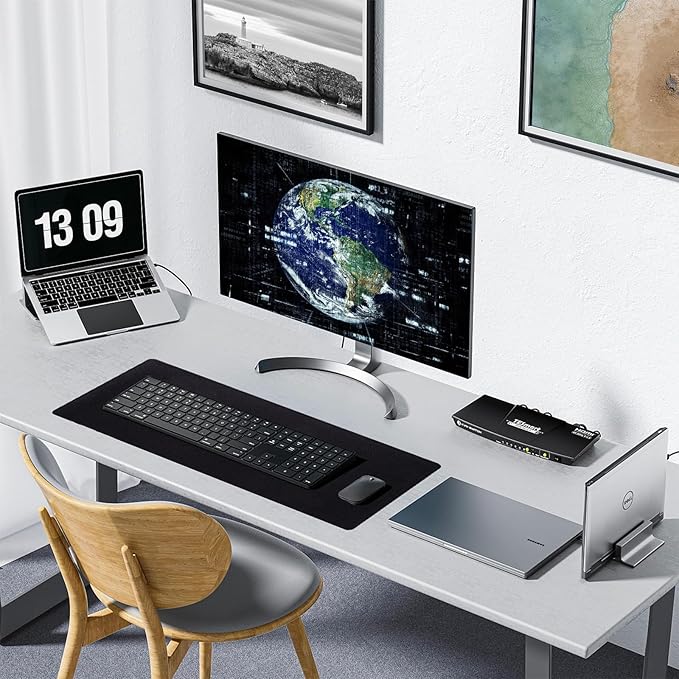 Reniteco Large Gaming Mouse Pad with Durable Stitched Edges, Non-Slip Rubber Base, Big Computer Keyboard Mouse Mat Desk Pad for Home Office Gaming Work, 31.5"x11.8"x0.08", Black