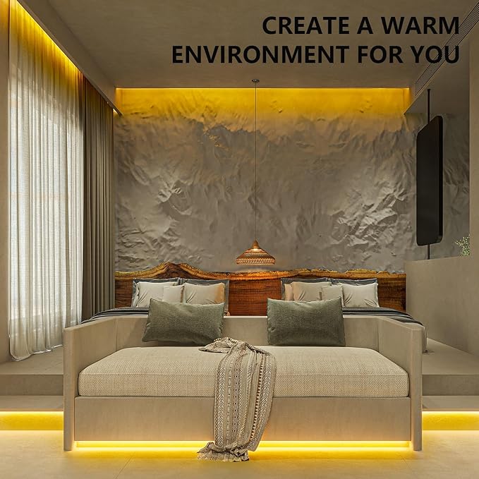 10ft Warm White LED Strip Lights,12V Dimmable Tape Lighting with Infrared Remote,SMD 2835 LEDs Adhesive Ribbon Light,Connectable