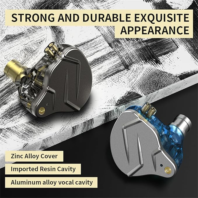 KZ ZSN Pro in Ear Monitor Headphones, 1BA 1DD Hybrid Driver Wired Gaming Earbuds, Deep Bass Sound Wired Ear Buds, HiFi IEM for Gaming Music Video Calling Singer Musician Drummer DJ (with mic, Gray)