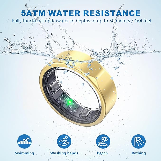 Smart Ring for Women Men, Titanium Fitness Ring with Heart Rate, Stress & Sleep Monitoring,Step & Calorie Counter, 5ATM Waterproof for iPhone and Android,No Subscription Fee (Rose Gold, 11)