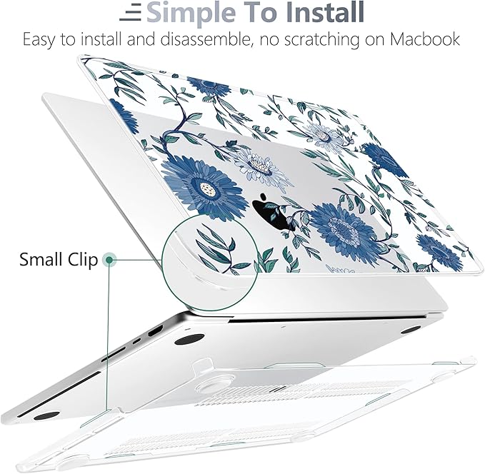 Batianda for MacBook Pro 14 Inch Case 2026-2021 Release M5 M4 M3 M2 M1 Pro/Max, 1.2mm Slim Graphic Hard Shell Cover with Keyboard Cover, Screen Protector 4-in-1 Bundle, Florals