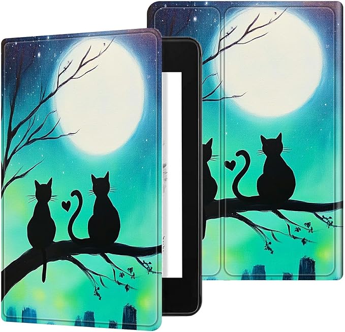 for Kindle Scribe 10.2 Inch 2022/2024 Released Tablet Case, Slim Kickstand Stand Leather Smart Cover with Auto Wake/Sleep, Sunflower Black Cat