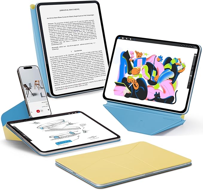 MOFT Dynamic Folio Case for iPad Air 11"(M4 2026 / M3 2025 / M2 2024) & iPad Air 10.9-inch 5th 4th Generation 2022 2020, Slim Magnetic Stand Case with 20+ Viewing Angles, Panna Cotta x Faded Jeans