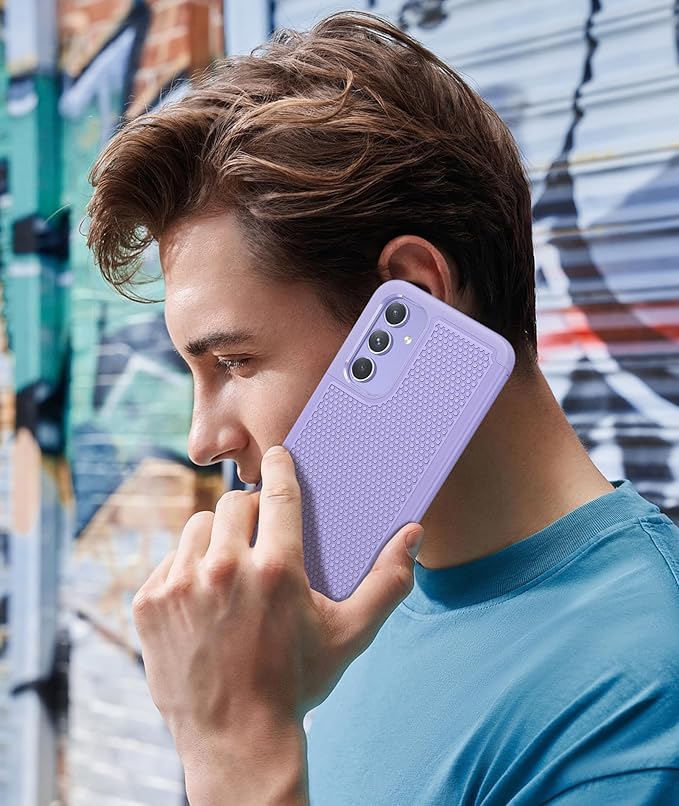 FNTCASE for Galaxy A54-5G Phone Case: Samsung A54 5G Military Grade Drop Protection, 14ft Drop Tested, Screen Protector Included, Anti-Slip Textured, TPU+PC Dual Layer Shockproof Cover (Light Purple)