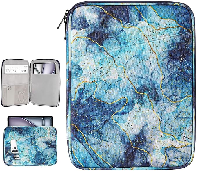 Dadanism 13Inch Tablet Sleeve Bag Carrying Case for iPad Pro 13" M5/M4 2025/2024, iPad Air 13" M4/M3 2026/2025, iPad Pro 12.9", Galaxy Tab S10+/S9 FE+/S9+ 12.4", Remarkable Paper Pro 11.8",Marble Blue