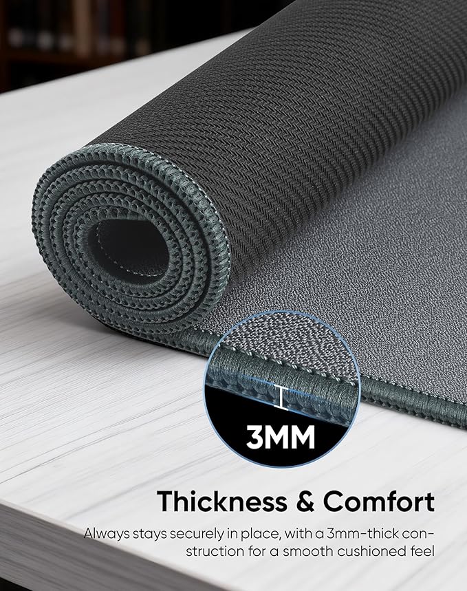 Reniteco Waterproof Large Gaming Mouse Pad with Durable Stitched Edges, Non-Slip Rubber Base, Grainy Jacquard Mouse Mat Desk Pad for Home Office Gaming, 31.5''x11.8''x0.12'', Matte Gray