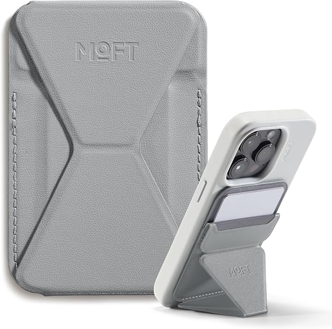 MOFT Magnetic Wallet Stand Compatible with iPhone 17/16/15/14/13/12 Series, Angle Adjustment & Magsafe Compatible MOVAS Phone Stand,Cement